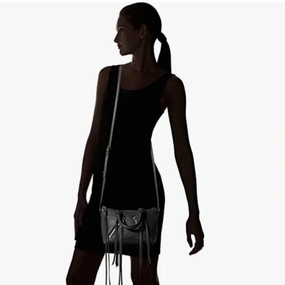 Rebecca Minkoff Black Mini Moto Leather Crossbody Bag - Picture 2 of 6